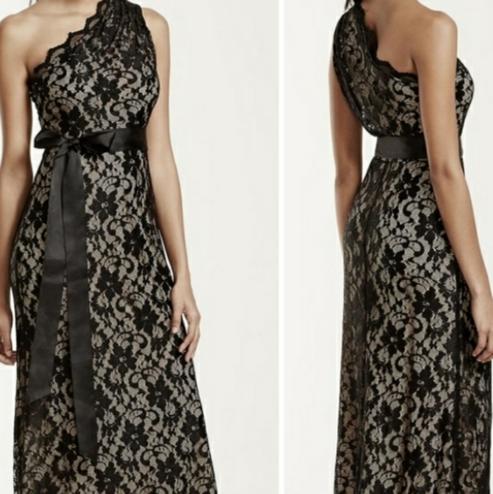 Prom/bridesmaid Black/tan lace dress